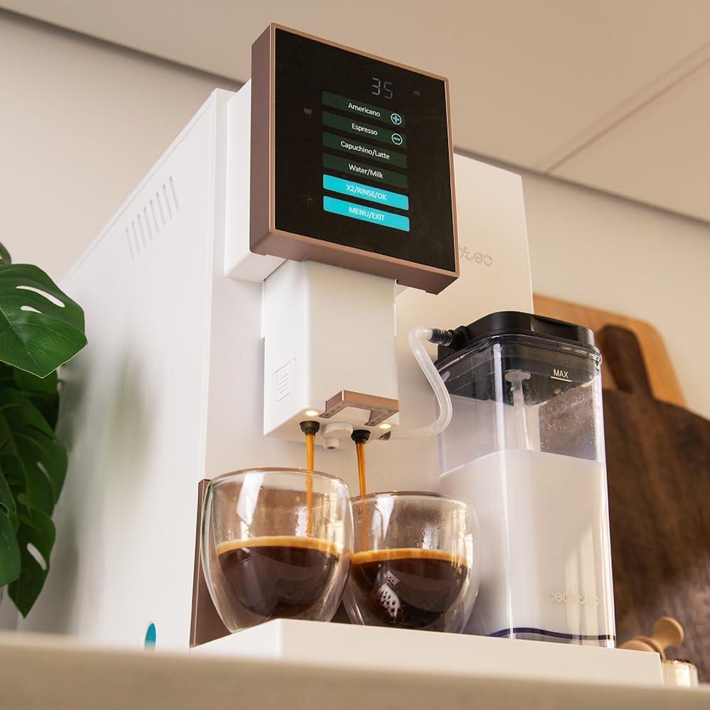 image:imageCecotec Machine a Cafe Grain Cremmaet Compactccino Black 19 barres Thermoblock Grains de caf frachement moulus avec PlugampPlay Rservoir de caf de 150gr avec moulin 11 L deau 400ml de laitRose Blanche
