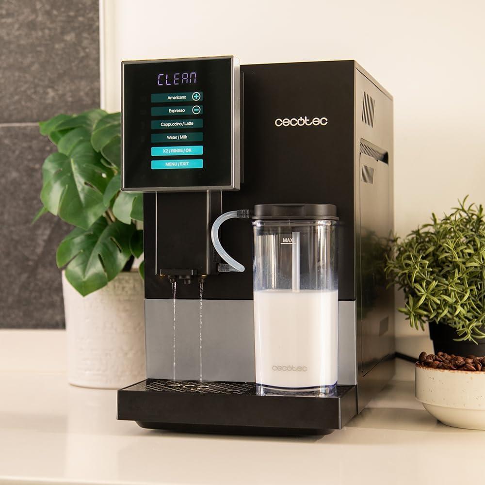 image:imageCecotec Machine a Cafe Grain Cremmaet Compactccino Black 19 barres Thermoblock Grains de caf frachement moulus avec PlugampPlay Rservoir de caf de 150gr avec moulin 11 L deau 400ml de laitNoir Argent