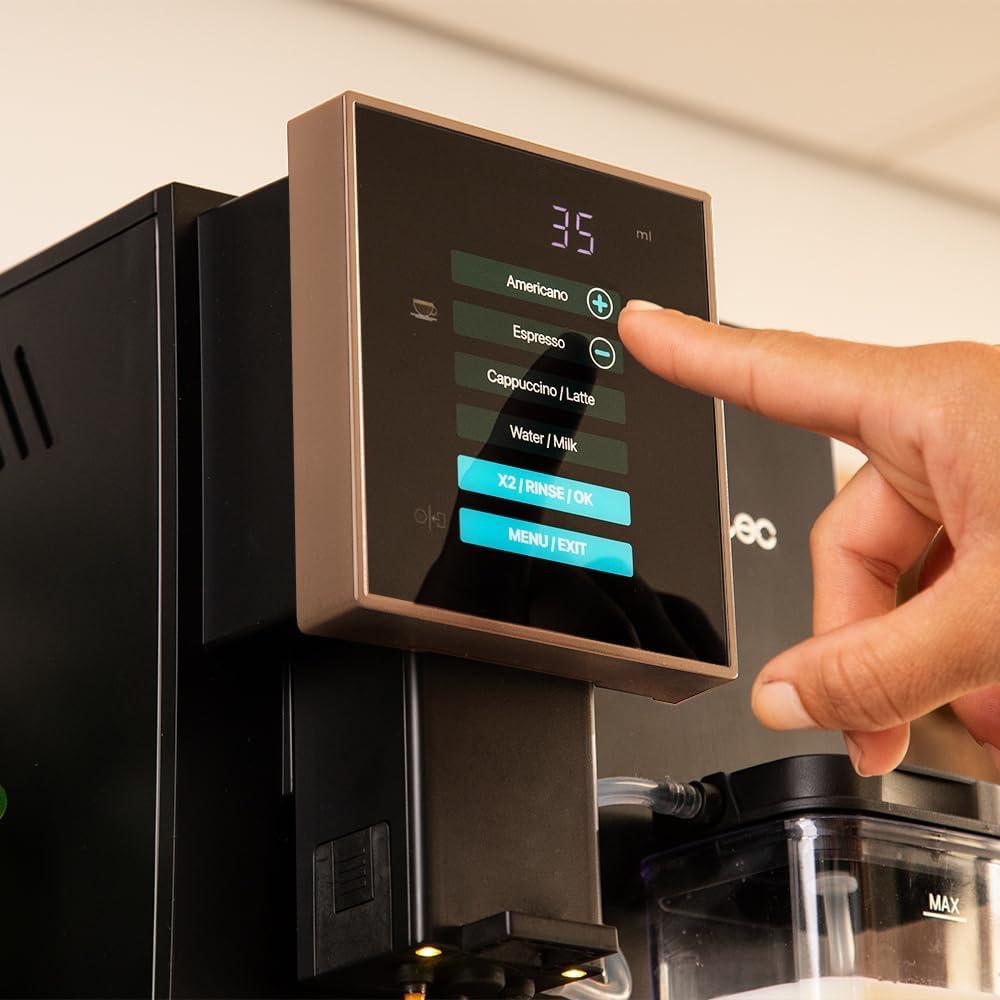 image:imageCecotec Machine a Cafe Grain Cremmaet Compactccino Black 19 barres Thermoblock Grains de caf frachement moulus avec PlugampPlay Rservoir de caf de 150gr avec moulin 11 L deau 400ml de laitRose Noire