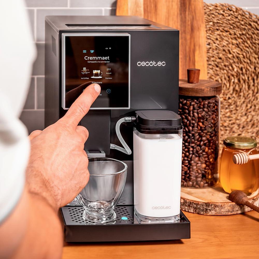 image:imageCecotec Machine a Cafe Grain Cremmaet Compactccino Black 19 barres Thermoblock Grains de caf frachement moulus avec PlugampPlay Rservoir de caf de 150gr avec moulin 11 L deau 400ml de laitNoir Argent Wifi