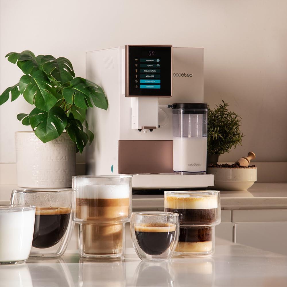 image:imageCecotec Machine a Cafe Grain Cremmaet Compactccino Black 19 barres Thermoblock Grains de caf frachement moulus avec PlugampPlay Rservoir de caf de 150gr avec moulin 11 L deau 400ml de laitRose Blanche