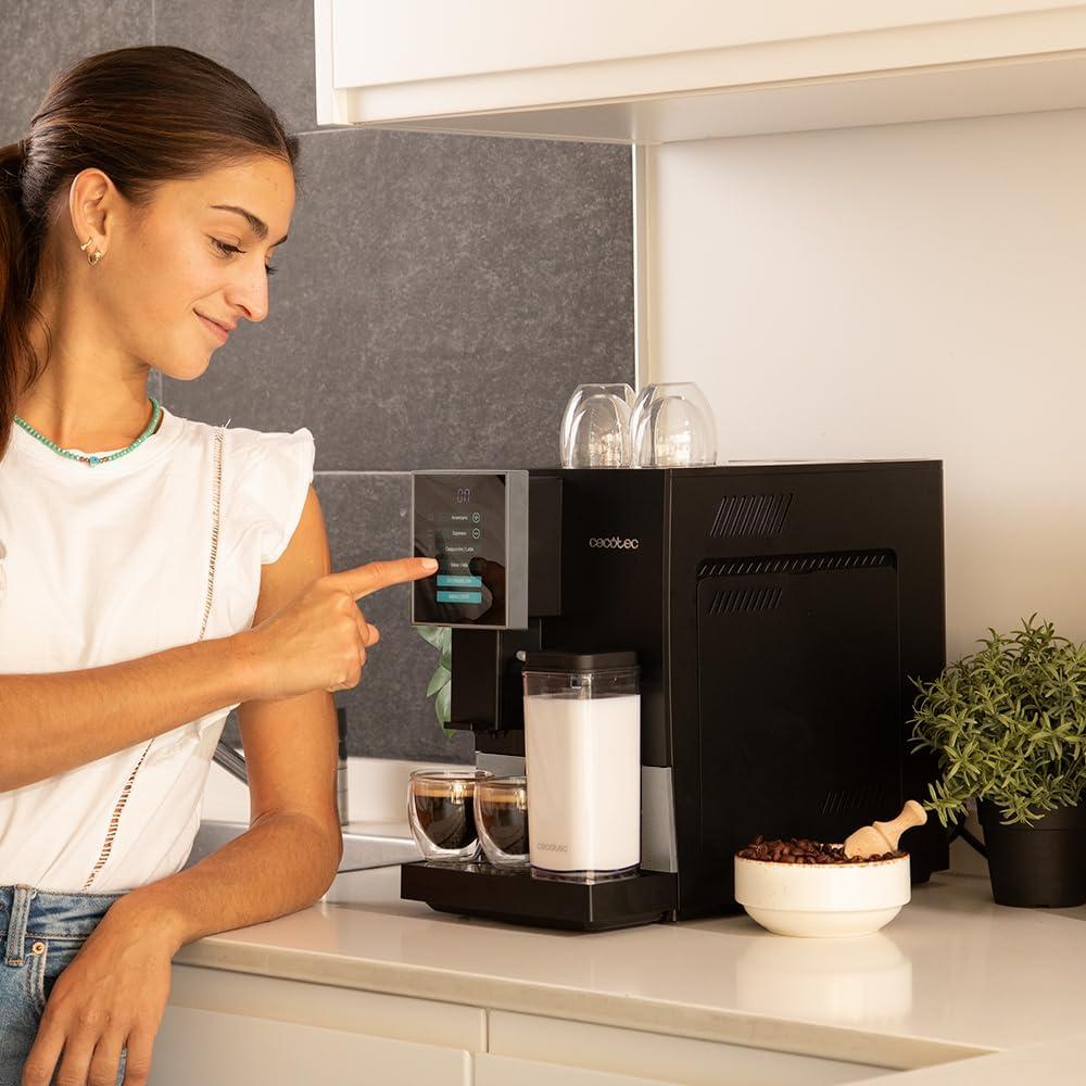 image:imageCecotec Machine a Cafe Grain Cremmaet Compactccino Black 19 barres Thermoblock Grains de caf frachement moulus avec PlugampPlay Rservoir de caf de 150gr avec moulin 11 L deau 400ml de laitNoir Argent