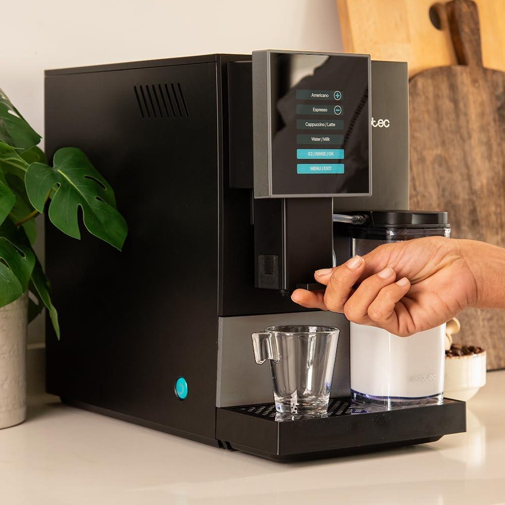 image:imageCecotec Machine a Cafe Grain Cremmaet Compactccino Black 19 barres Thermoblock Grains de caf frachement moulus avec PlugampPlay Rservoir de caf de 150gr avec moulin 11 L deau 400ml de laitNoir Argent