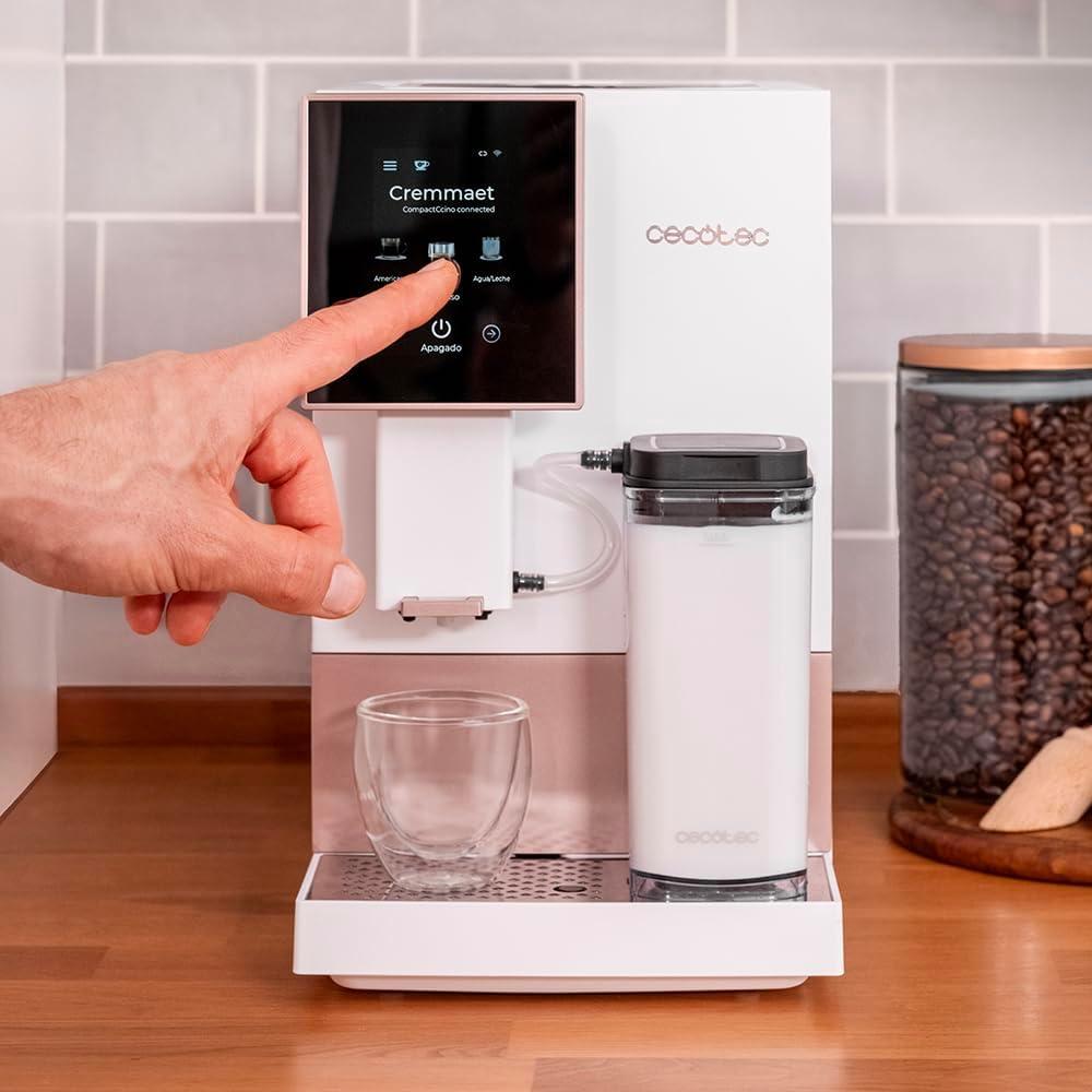 image:imageCecotec Machine a Cafe Grain Cremmaet Compactccino Black 19 barres Thermoblock Grains de caf frachement moulus avec PlugampPlay Rservoir de caf de 150gr avec moulin 11 L deau 400ml de laitRose Blanche Wifi