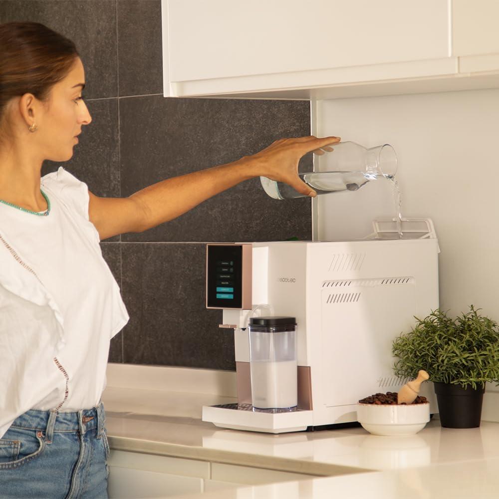 image:imageCecotec Machine a Cafe Grain Cremmaet Compactccino Black 19 barres Thermoblock Grains de caf frachement moulus avec PlugampPlay Rservoir de caf de 150gr avec moulin 11 L deau 400ml de laitRose Blanche