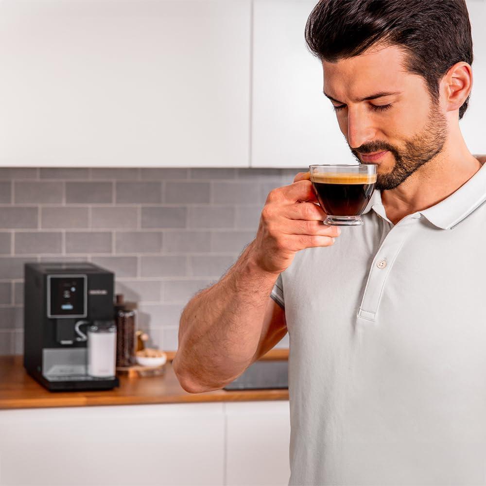 image:imageCecotec Machine a Cafe Grain Cremmaet Compactccino Black 19 barres Thermoblock Grains de caf frachement moulus avec PlugampPlay Rservoir de caf de 150gr avec moulin 11 L deau 400ml de laitNoir Argent Wifi