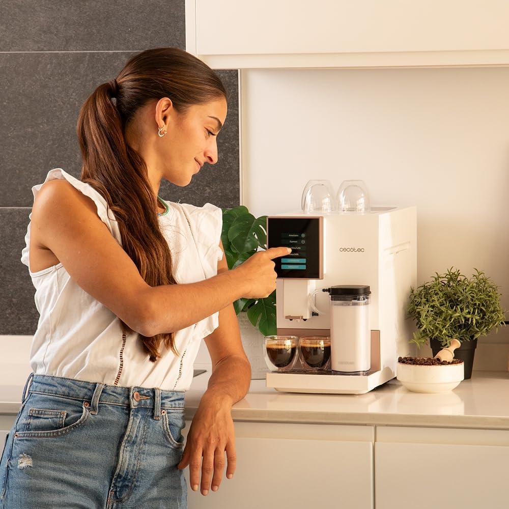 image:imageCecotec Machine a Cafe Grain Cremmaet Compactccino Black 19 barres Thermoblock Grains de caf frachement moulus avec PlugampPlay Rservoir de caf de 150gr avec moulin 11 L deau 400ml de laitRose Blanche