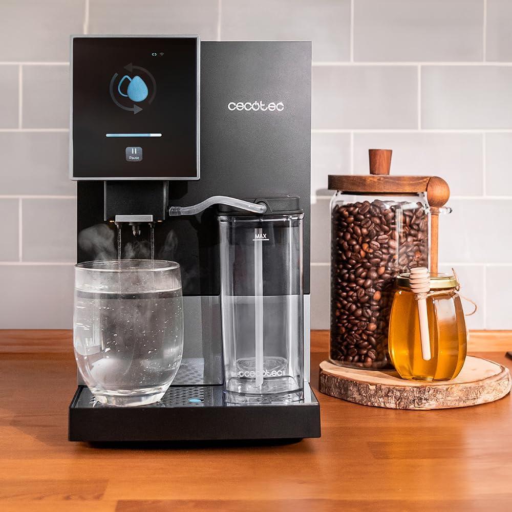 image:imageCecotec Machine a Cafe Grain Cremmaet Compactccino Black 19 barres Thermoblock Grains de caf frachement moulus avec PlugampPlay Rservoir de caf de 150gr avec moulin 11 L deau 400ml de laitNoir Argent Wifi