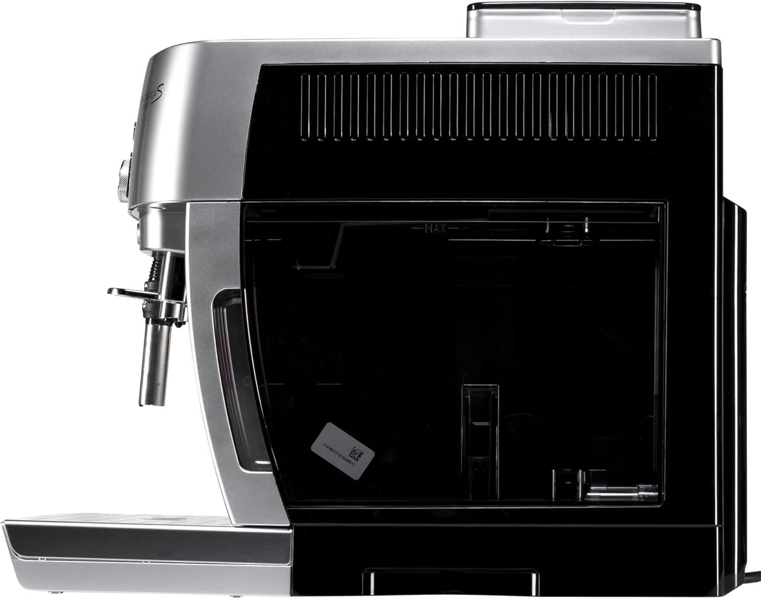 image:imageDeLonghi Magnifica S Smart ECAM25031SB Machine Caf Automatique avec Mousseur Lait Taille Compacte Machine Grain Tasse Mousseur Lait Manuel 4 Recettes en Une Touche Argent Noir