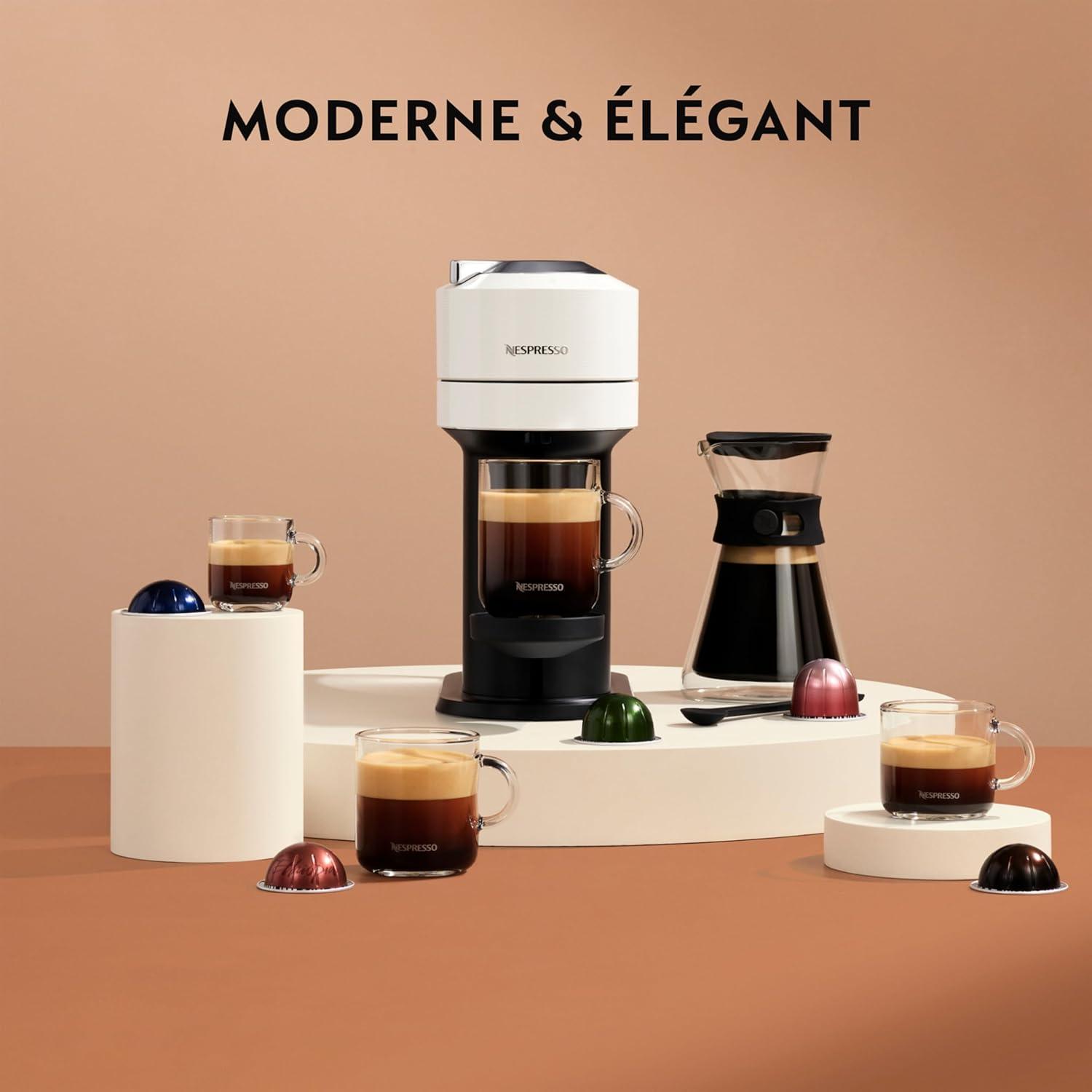 image:imageDeLonghi Nespresso Vertuo Next ENV120GY Machine Caf en Capsules Machine Caf Portion Unique 5 Tailles de Tasse Technologie Centrifusion Ensemble de Bienvenue Inclus Gris FoncBlanc