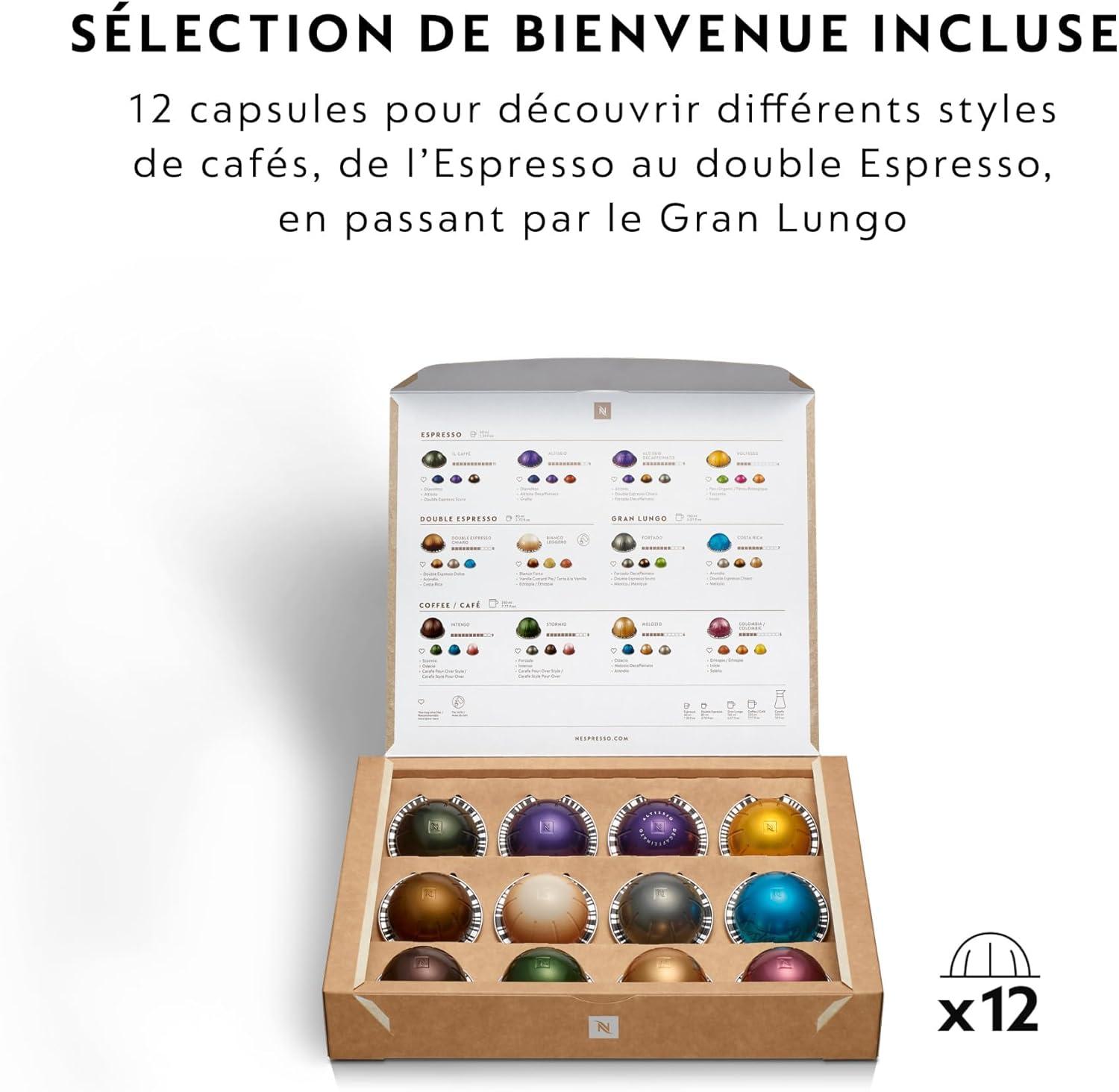 image:imageDeLonghi Nespresso Vertuo Next ENV120GY Machine Caf en Capsules Machine Caf Portion Unique 5 Tailles de Tasse Technologie Centrifusion Ensemble de Bienvenue Inclus Gris FoncBlanc