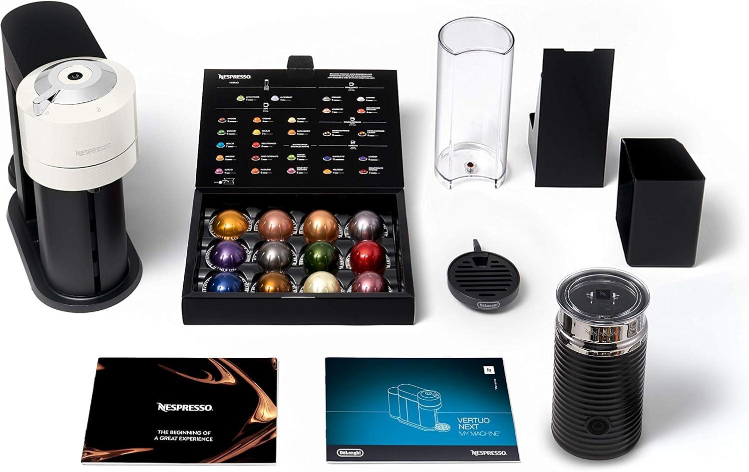 image:imageDeLonghi Nespresso Vertuo Next ENV120GY Machine Caf en Capsules Machine Caf Portion Unique 5 Tailles de Tasse Technologie Centrifusion Ensemble de Bienvenue Inclus Gris FoncBlanc
