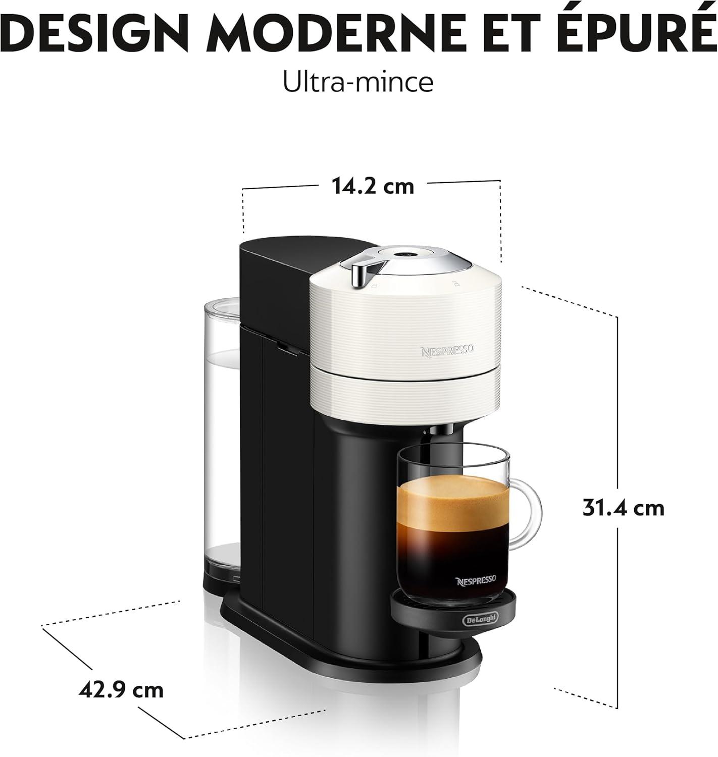 image:imageDeLonghi Nespresso Vertuo Next ENV120GY Machine Caf en Capsules Machine Caf Portion Unique 5 Tailles de Tasse Technologie Centrifusion Ensemble de Bienvenue Inclus Gris FoncBlanc