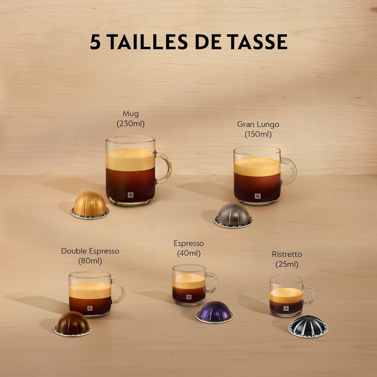 image:imageDeLonghi Nespresso Vertuo Next ENV120GY Machine Caf en Capsules Machine Caf Portion Unique 5 Tailles de Tasse Technologie Centrifusion Ensemble de Bienvenue Inclus Gris FoncBlanc