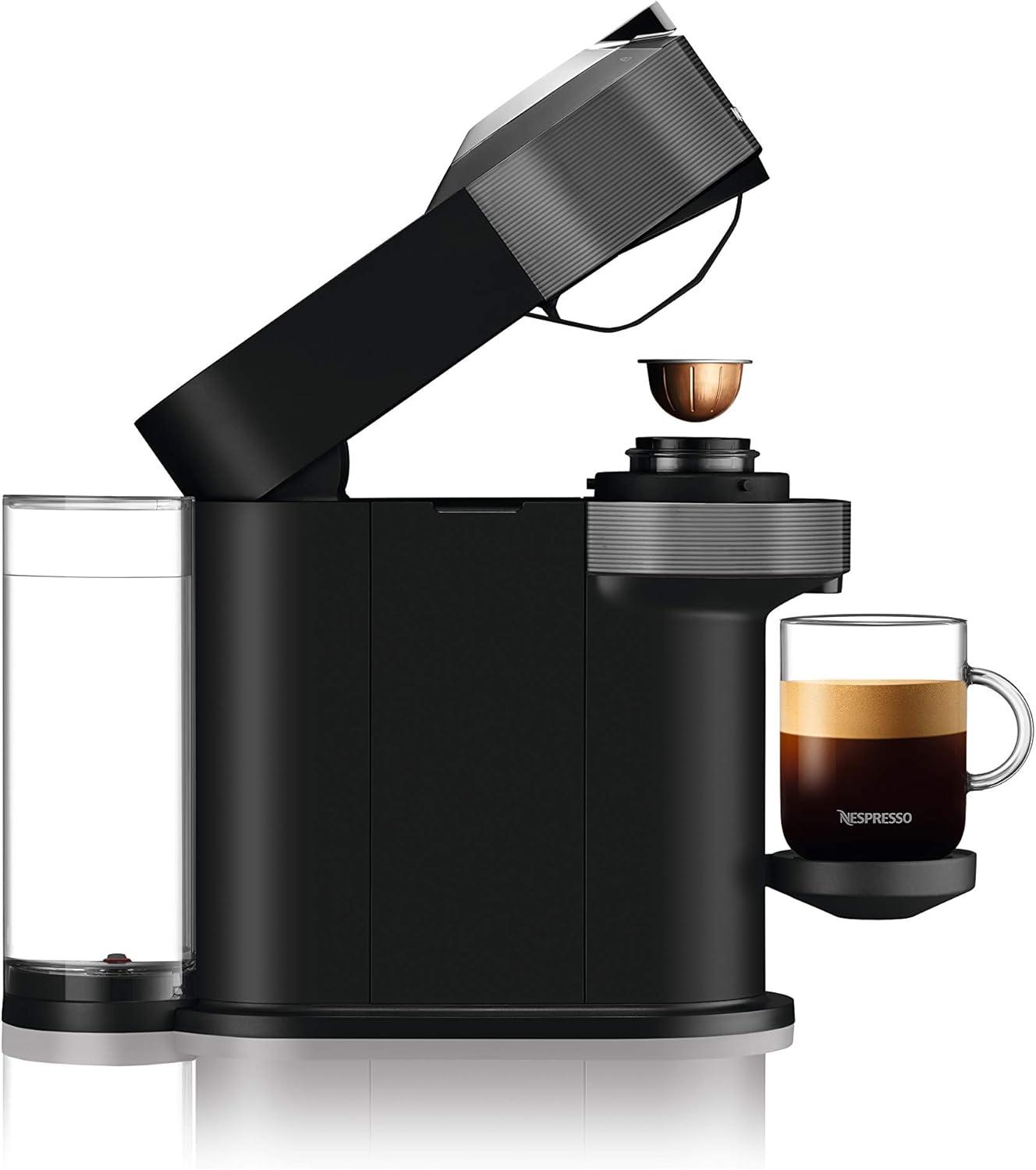 image:imageDeLonghi Nespresso Vertuo Next ENV120GY Machine Caf en Capsules Machine Caf Portion Unique 5 Tailles de Tasse Technologie Centrifusion Ensemble de Bienvenue Inclus Gris FoncGris et Aeroccino
