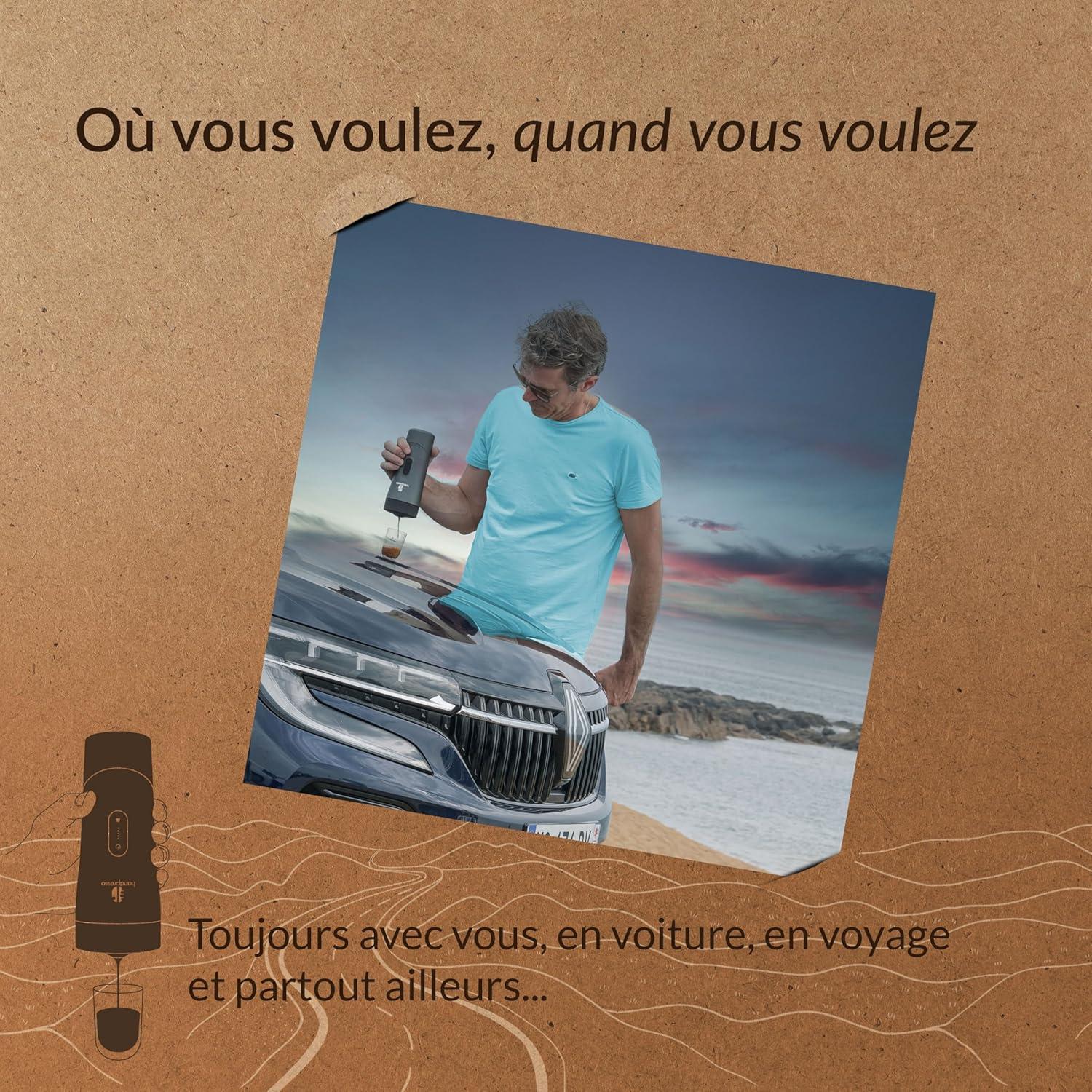 image:imageHandpresso Auto Machine caf expresso portable 19 bars pour voiture et voyage compatible capsule expressocapsule rutilisable Cafetire de voyage compacte sans fil et rechargeable USBC