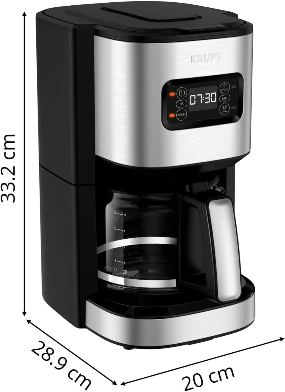 image:imageKrups Cafetire programmable 24h Inox premium 125 L jusqu 15 tasses Rglage intensit Fonction 1 4 tasses pratique Arrt auto aprs 30 min Antigoutte Excellence KM480D10Cafetire