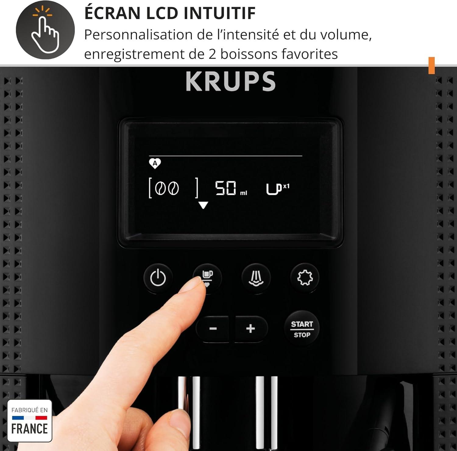 image:imageKrups Essential Machine espresso entirement automatique Rglage de la longueur du caf 3rglages de mouture Buse vapeur EA81P8E0 Noir