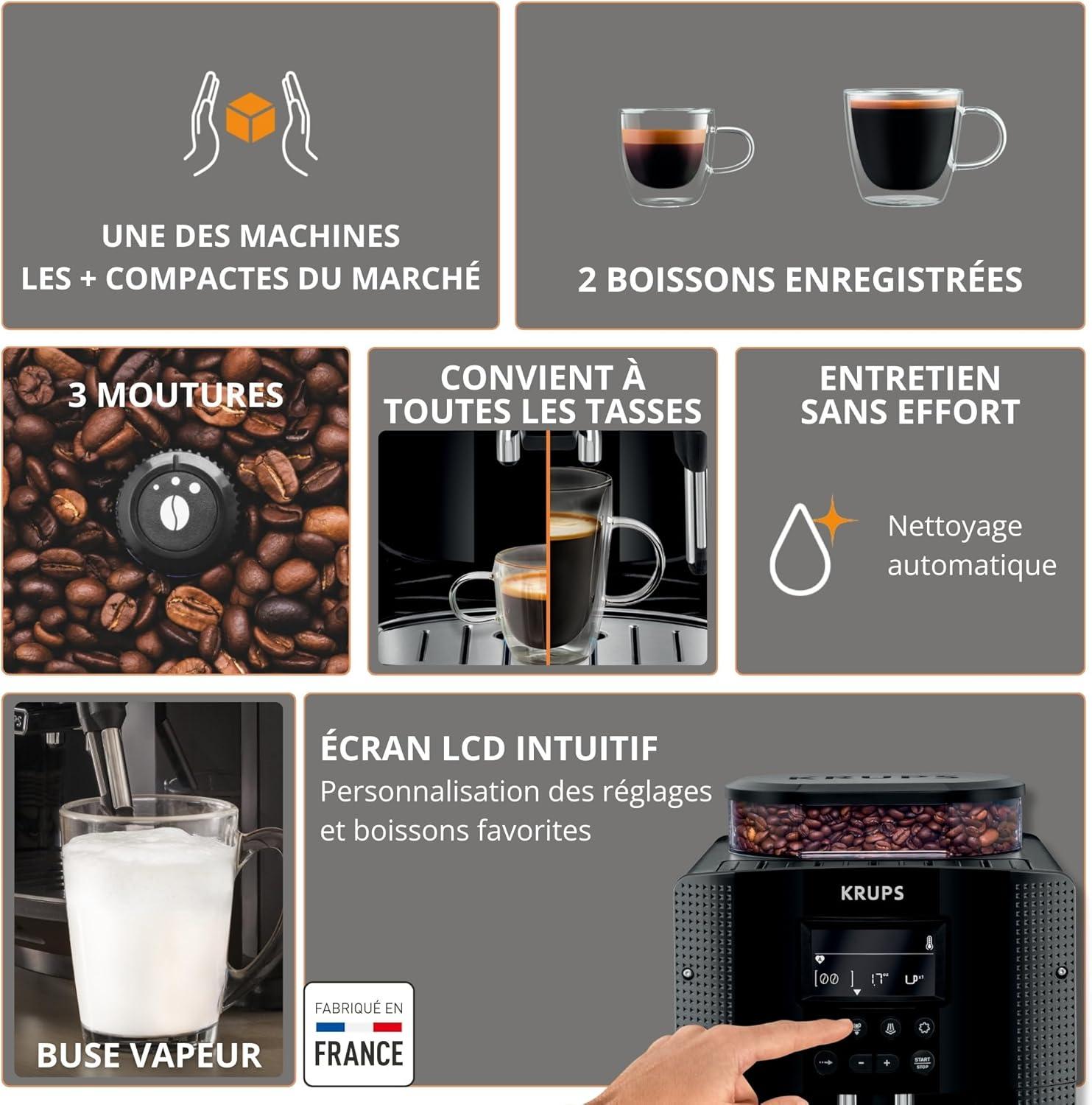 image:imageKrups Essential Machine espresso entirement automatique Rglage de la longueur du caf 3rglages de mouture Buse vapeur EA81P8E0 Noir