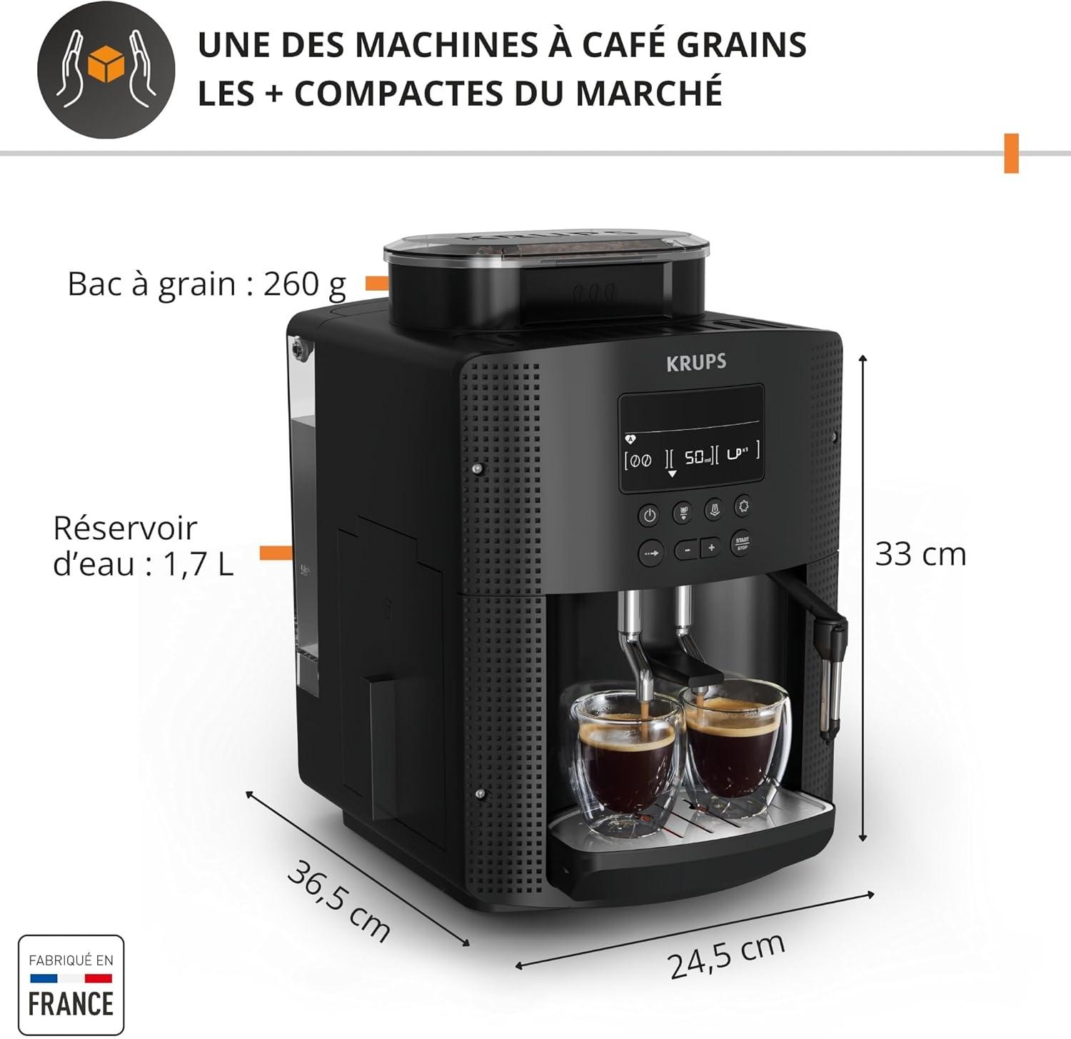 image:imageKrups Essential Machine espresso entirement automatique Rglage de la longueur du caf 3rglages de mouture Buse vapeur EA81P8E0 Noir