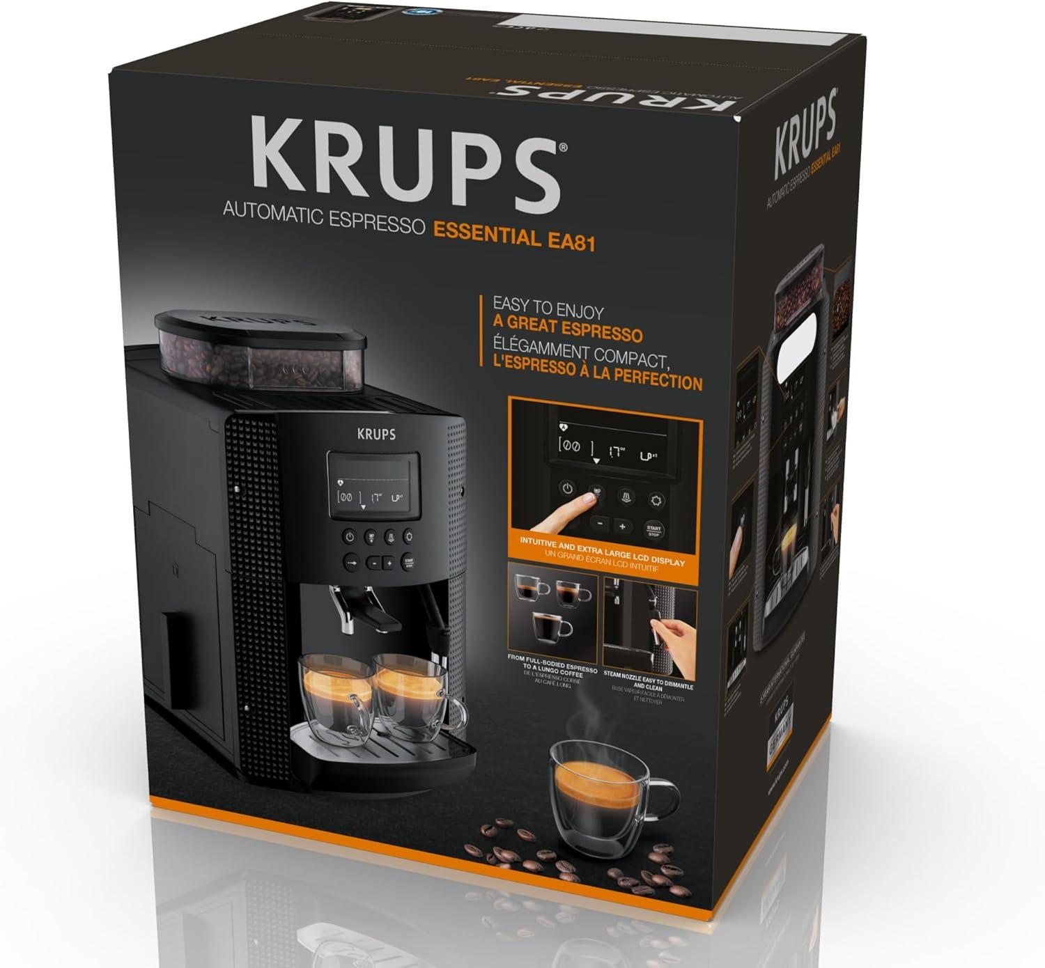 image:imageKrups Essential Machine espresso entirement automatique Rglage de la longueur du caf 3rglages de mouture Buse vapeur EA81P8E0 Noir