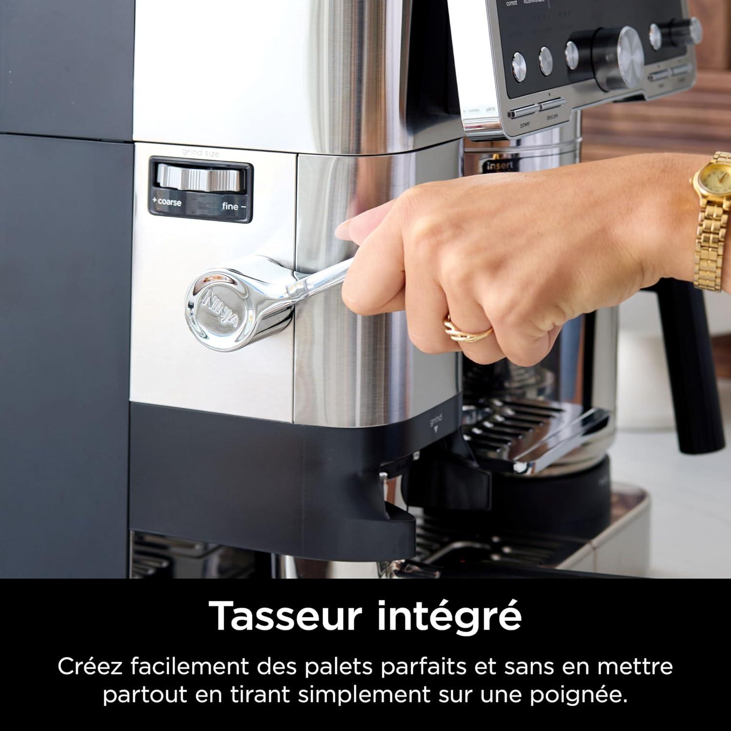 image:imageNinja Machine caf Luxe Essential 2en1 Latte Cappuccino et Espresso avec broyeur grains et mousseur lait intgrs facile utiliser 2 prrglages mousse argent ES501EUPro