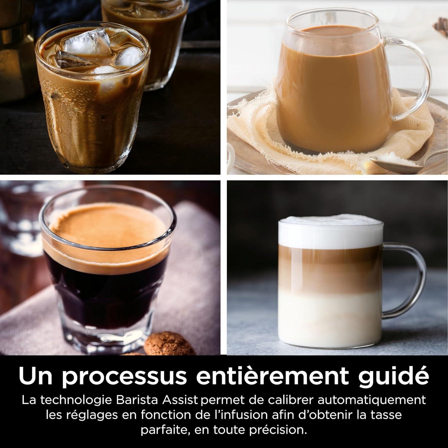 image:imageNinja Machine caf Luxe Essential 2en1 Latte Cappuccino et Espresso avec broyeur grains et mousseur lait intgrs facile utiliser 2 prrglages mousse argent ES501EUPro