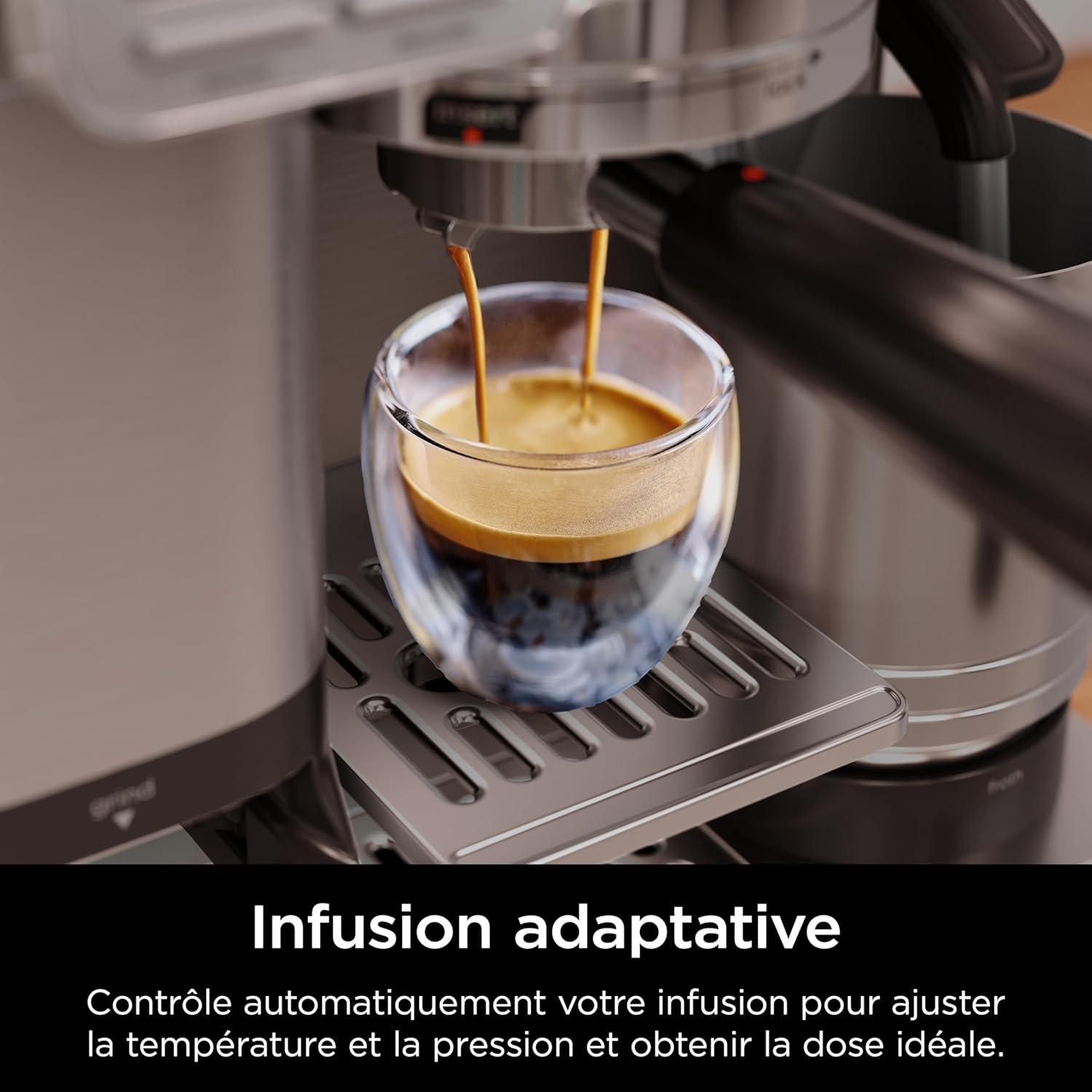 image:imageNinja Machine caf Luxe Essential 2en1 Latte Cappuccino et Espresso avec broyeur grains et mousseur lait intgrs facile utiliser 2 prrglages mousse argent ES501EUPro