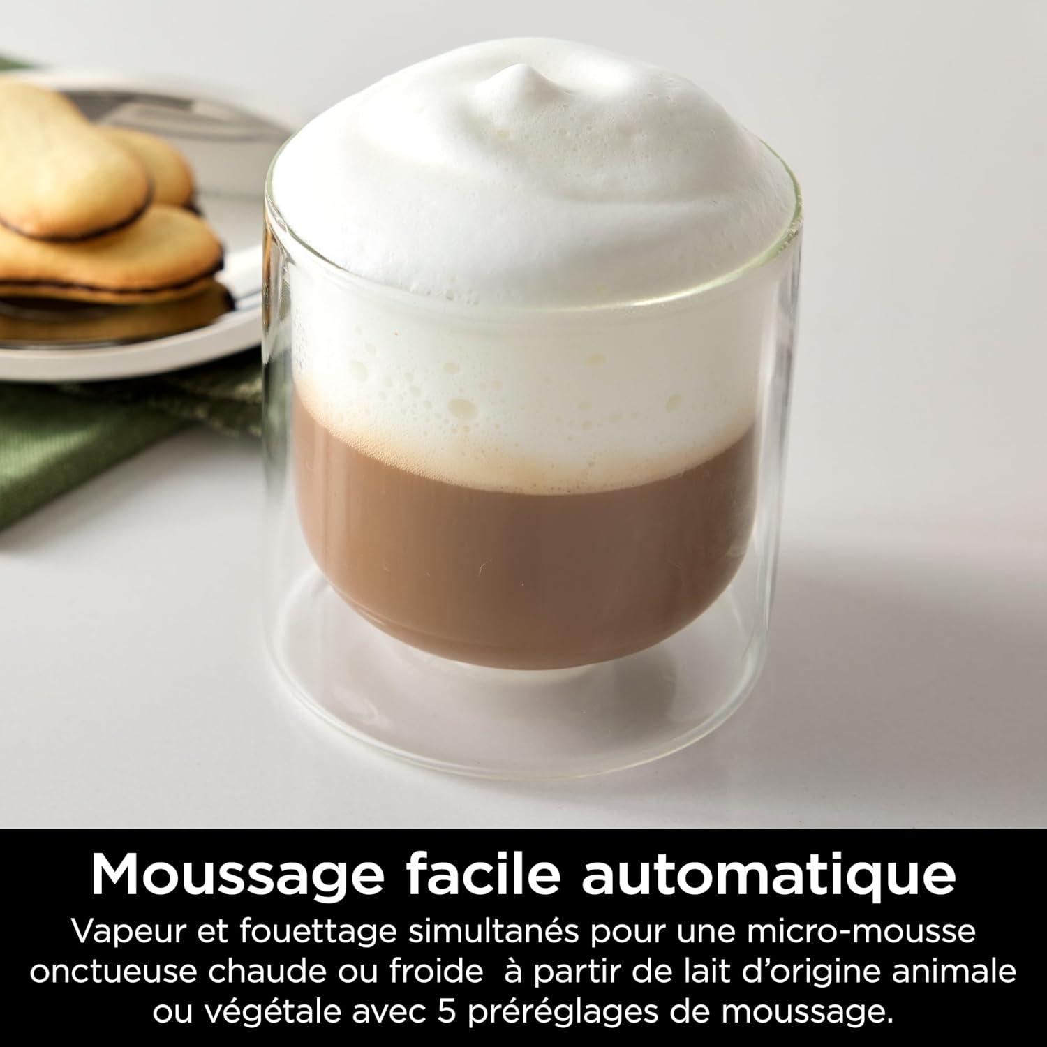 image:imageNinja Machine caf Luxe Essential 2en1 Latte Cappuccino et Espresso avec broyeur grains et mousseur lait intgrs facile utiliser 2 prrglages mousse argent ES501EUPro