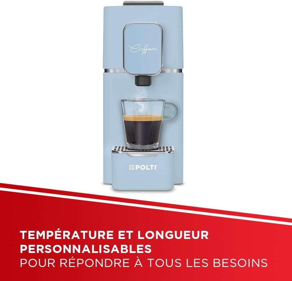image:imagePolti Coffea S15B Machine Caf Espresso Compatible avec Dosettes ESE 44 mm Rservoir 085 L Temprature et Longueur Rglables Pression 19 Bars NoireBleu Clair