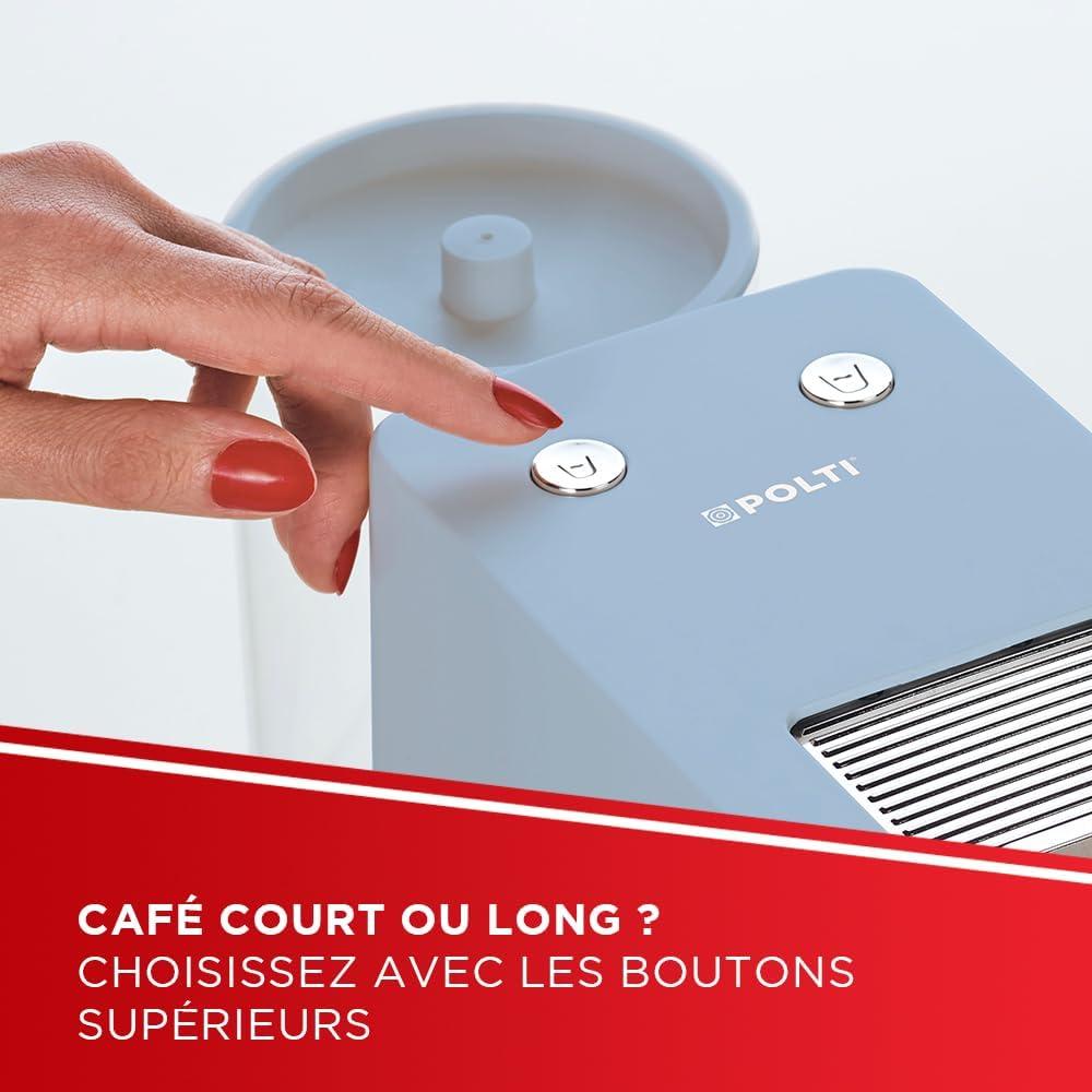 image:imagePolti Coffea S15B Machine Caf Espresso Compatible avec Dosettes ESE 44 mm Rservoir 085 L Temprature et Longueur Rglables Pression 19 Bars NoireBleu Clair
