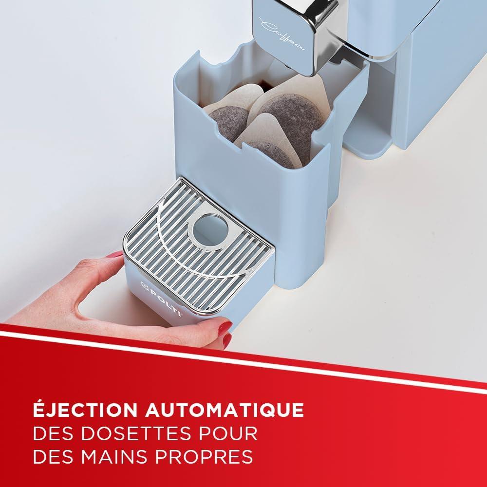 image:imagePolti Coffea S15B Machine Caf Espresso Compatible avec Dosettes ESE 44 mm Rservoir 085 L Temprature et Longueur Rglables Pression 19 Bars NoireBleu Clair