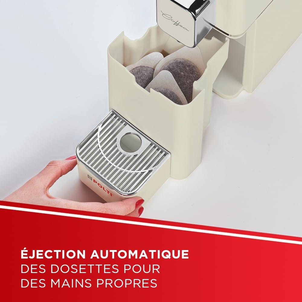 image:imagePolti Coffea S15B Machine Caf Espresso Compatible avec Dosettes ESE 44 mm Rservoir 085 L Temprature et Longueur Rglables Pression 19 Bars NoireCrme