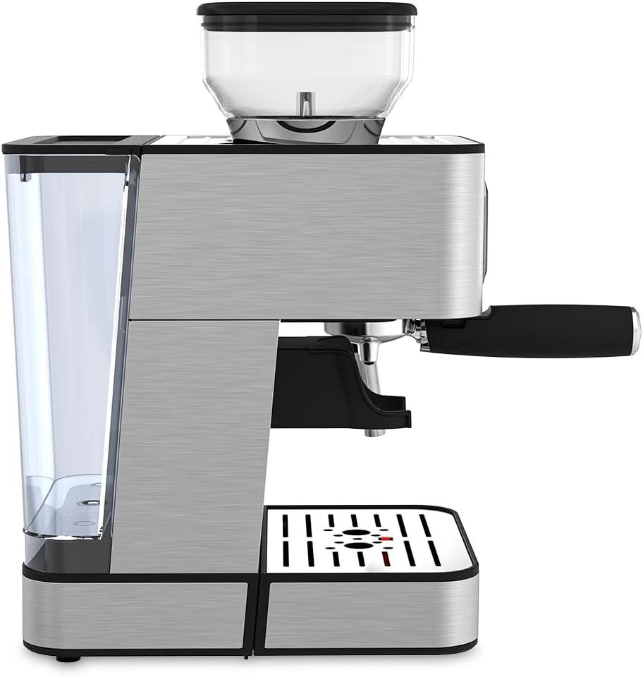 image:imagePrixton Machine Caf Expresso Napoli avec Moulin Intgr 22 niveaux 20 Bars 1350 W Double Filtre Vapeur Rglable Compatible avec les Grains de Caf le Caf Moulu et les Capsules