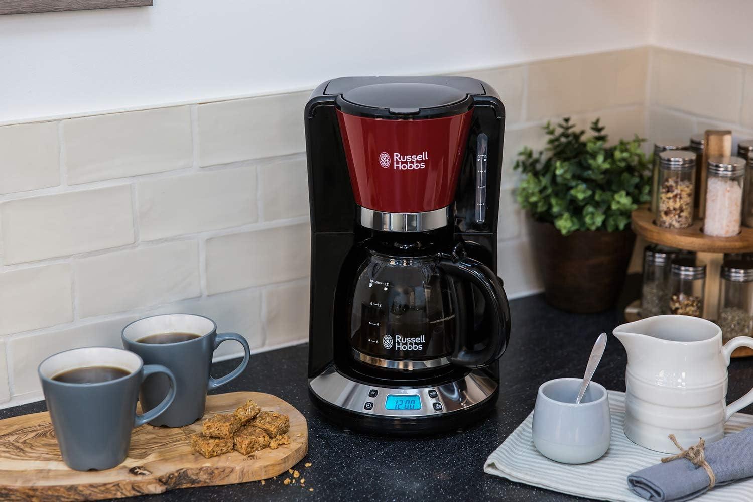 image:imageRussell Hobbs Cafetire filtre Programmable Technologie WhirlTech pour extraction amp arme optimaux Rouge 10 tasses verseuse en verre 125L Maintien au chaud 1100W Machine caf 2403156Rouge