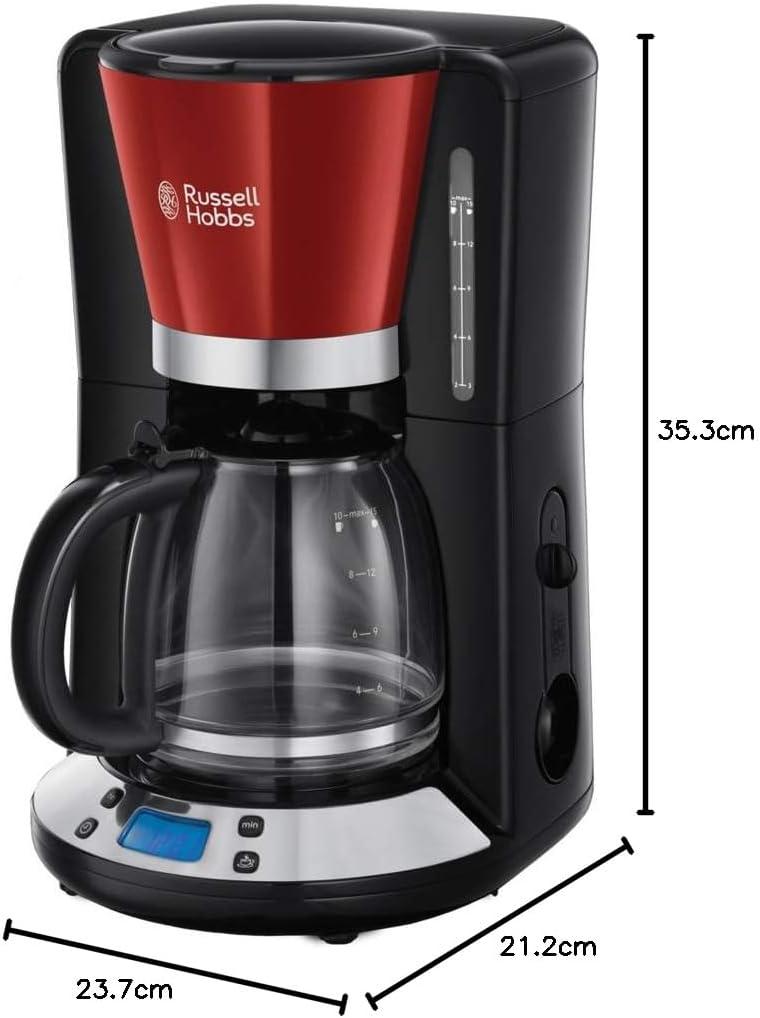 image:imageRussell Hobbs Cafetire filtre Programmable Technologie WhirlTech pour extraction amp arme optimaux Rouge 10 tasses verseuse en verre 125L Maintien au chaud 1100W Machine caf 2403156Rouge