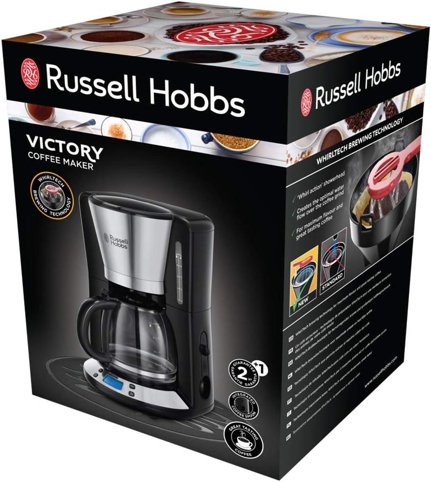 image:imageRussell Hobbs Cafetire filtre Programmable Technologie WhirlTech pour extraction amp arme optimaux Rouge 10 tasses verseuse en verre 125L Maintien au chaud 1100W Machine caf 2403156Acier Inox