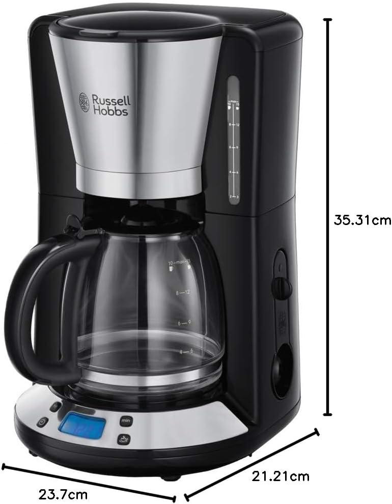 image:imageRussell Hobbs Cafetire filtre Programmable Technologie WhirlTech pour extraction amp arme optimaux Rouge 10 tasses verseuse en verre 125L Maintien au chaud 1100W Machine caf 2403156Acier Inox