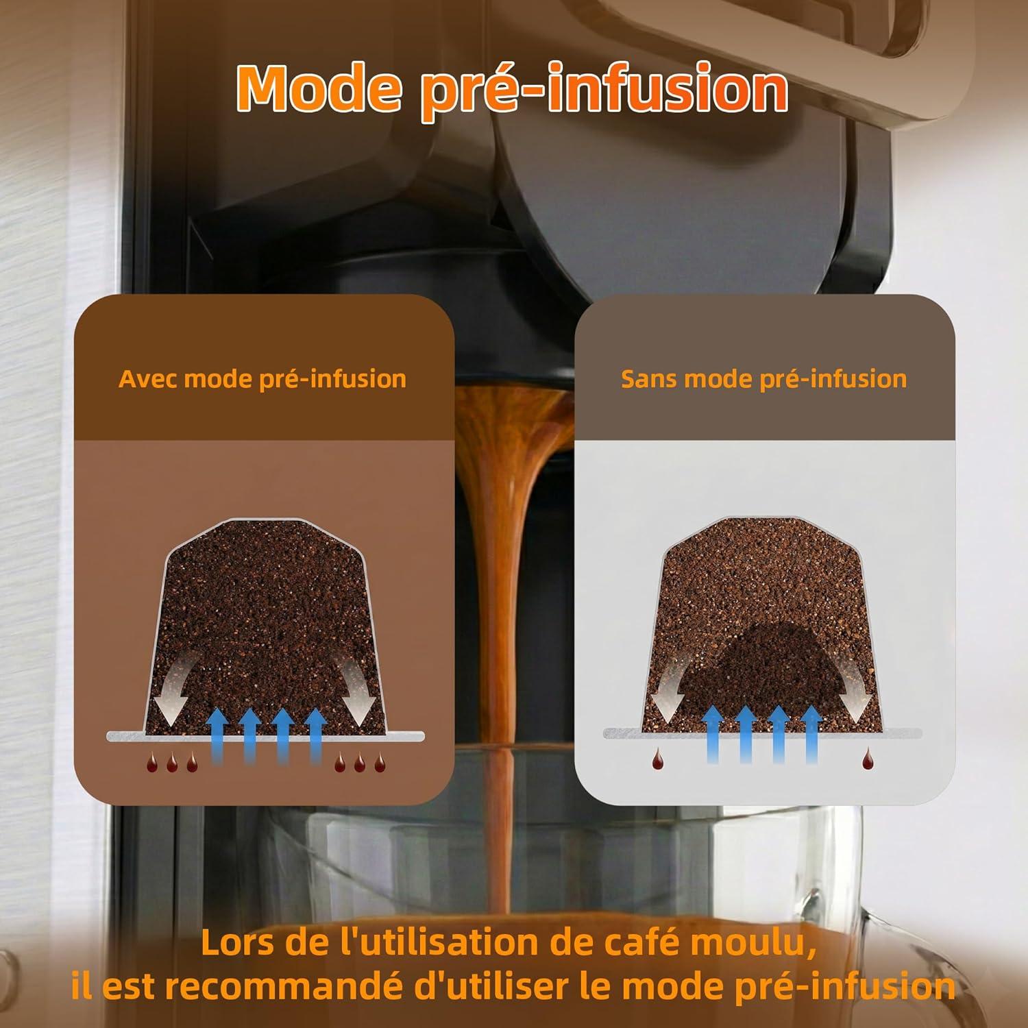 image:imageST550 Machine caf capsules multifonction pour Nespresso Originalpour Dolce Gustopour A MODO MIOpour caf moulu sept rglages de volume deau fonction de prinfusion capacit de 1 litreArgent Noir 5 In 1