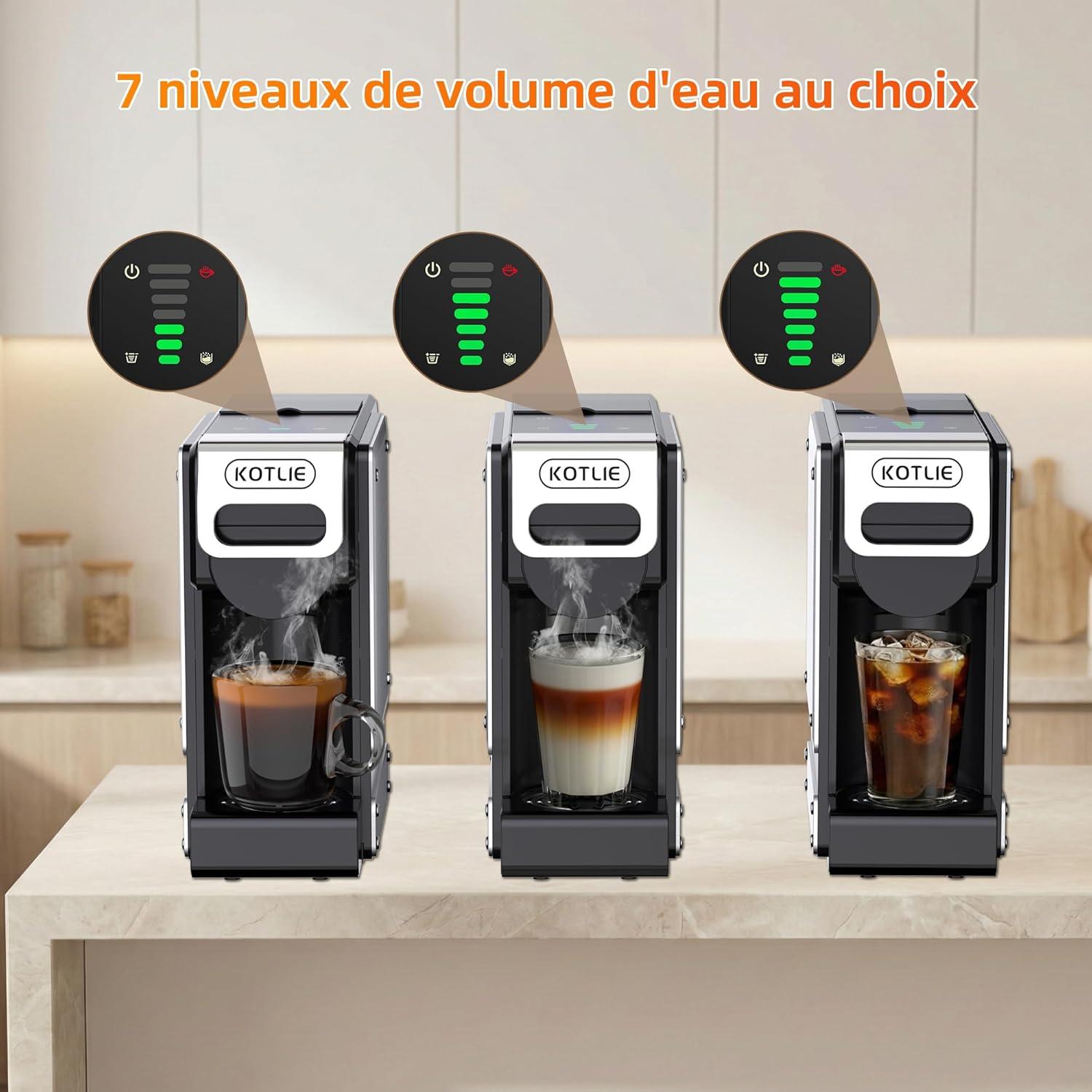 image:imageST550 Machine caf capsules multifonction pour Nespresso Originalpour Dolce Gustopour A MODO MIOpour caf moulu sept rglages de volume deau fonction de prinfusion capacit de 1 litreArgent Noir 5 In 1