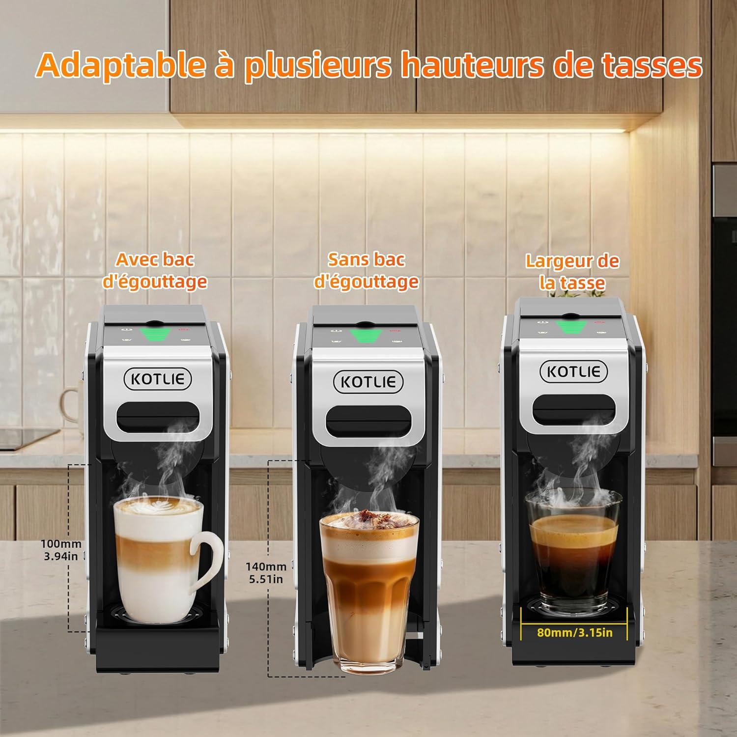 image:imageST550 Machine caf capsules multifonction pour Nespresso Originalpour Dolce Gustopour A MODO MIOpour caf moulu sept rglages de volume deau fonction de prinfusion capacit de 1 litreArgent Noir 5 In 1
