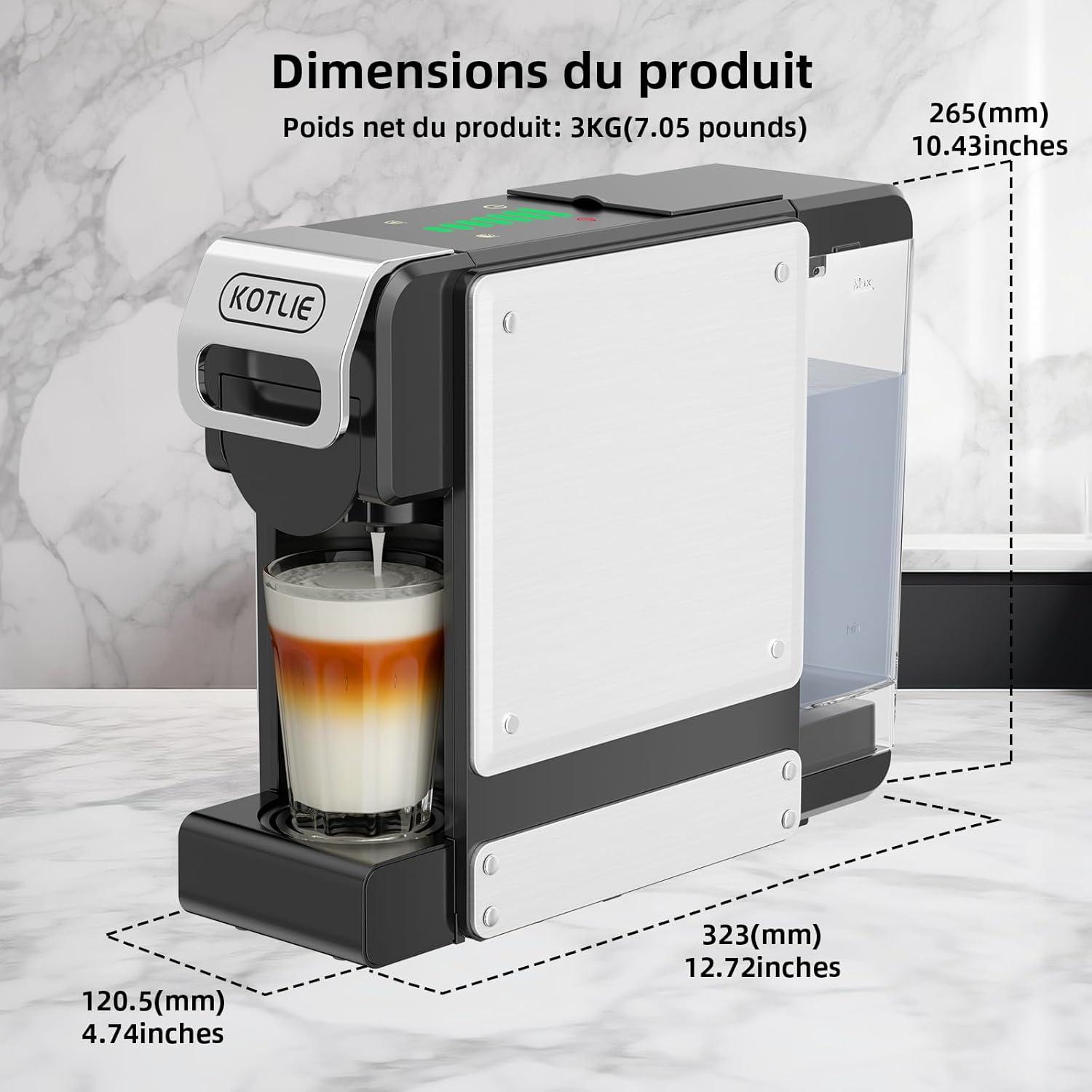 image:imageST550 Machine caf capsules multifonction pour Nespresso Originalpour Dolce Gustopour A MODO MIOpour caf moulu sept rglages de volume deau fonction de prinfusion capacit de 1 litreArgent Noir 4 In 1