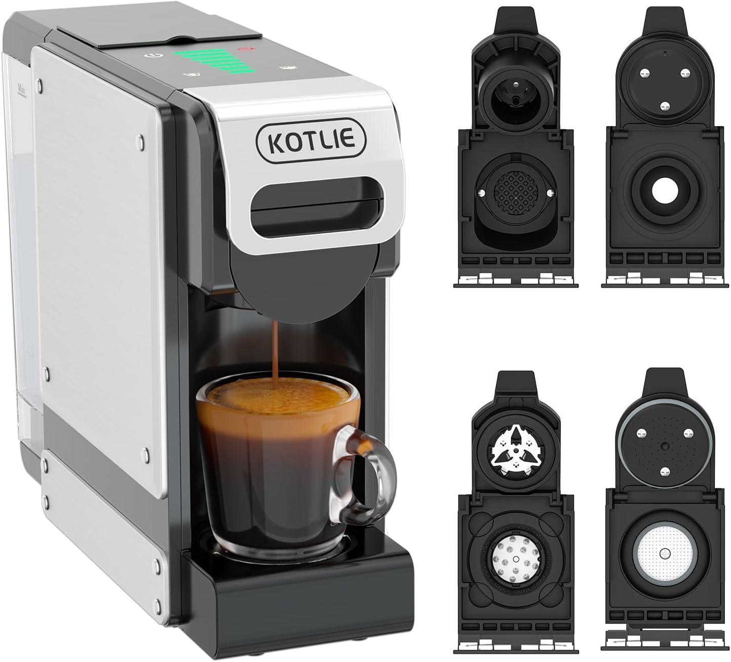 image:imageST550 Machine caf capsules multifonction pour Nespresso Originalpour Dolce Gustopour A MODO MIOpour caf moulu sept rglages de volume deau fonction de prinfusion capacit de 1 litreArgent Noir 4 In 1