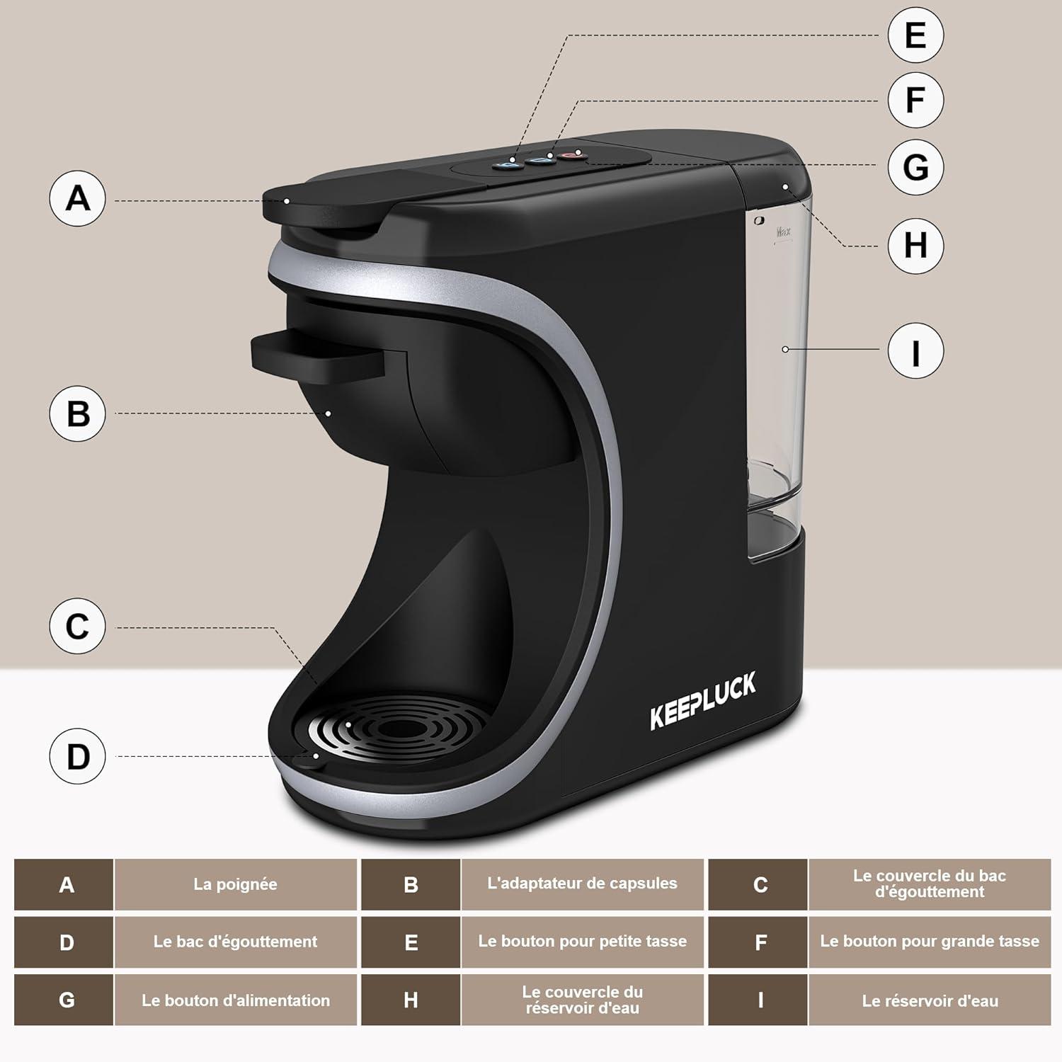 image:imageST551 Machine caf 3 en 1 pour Nespresso Originalpour Dolce Gusto et le caf moulu rservoir deau dune capacit de 600 ml