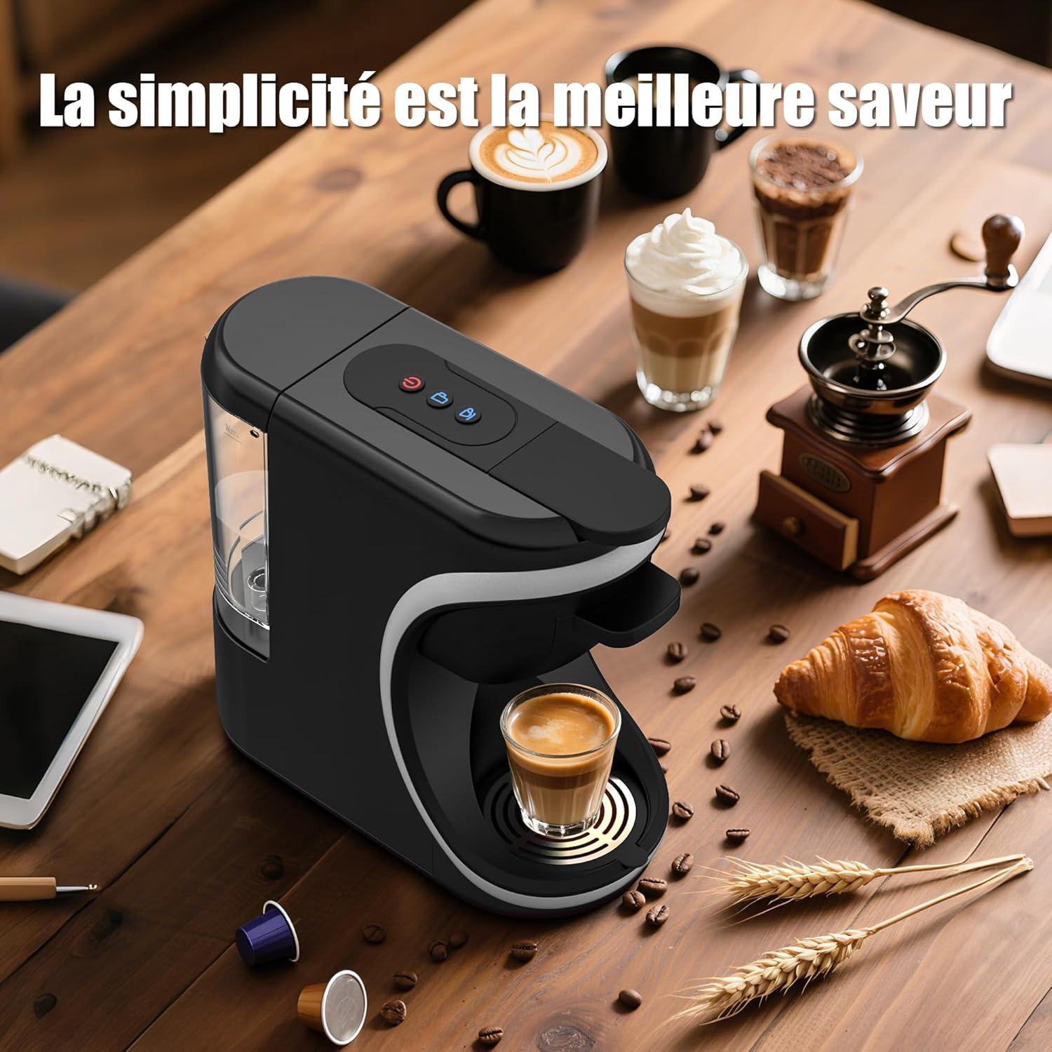image:imageST551 Machine caf 3 en 1 pour Nespresso Originalpour Dolce Gusto et le caf moulu rservoir deau dune capacit de 600 ml