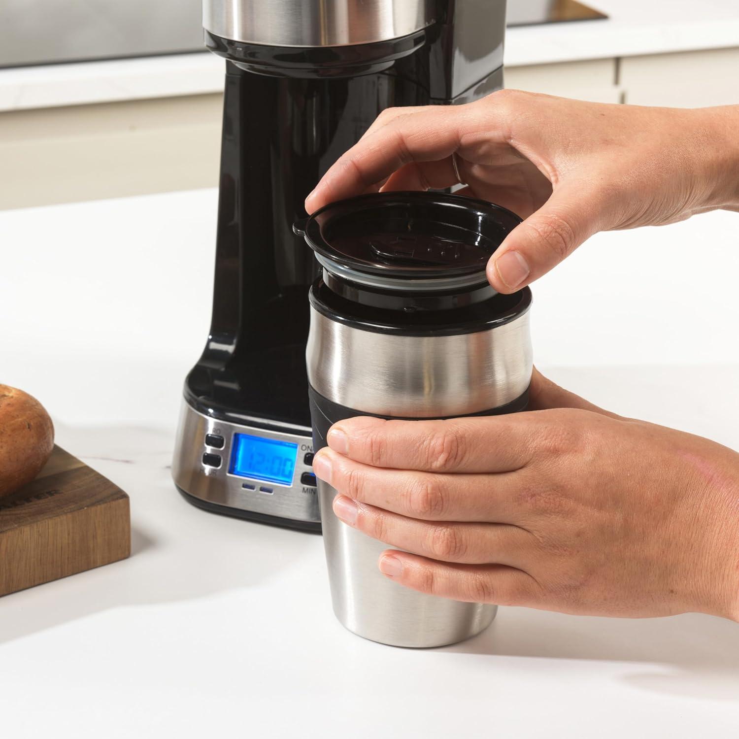 image:imageSalter Cafetire Digitale Machine Caf Filtre Une Tasse Minuteur 24 Heure Programmable Filtre Lavable et Rutilisable Comprend un Mug de Voyage en Acier Inoxydable 420ml Infusion en 34 MinutesPrise UE