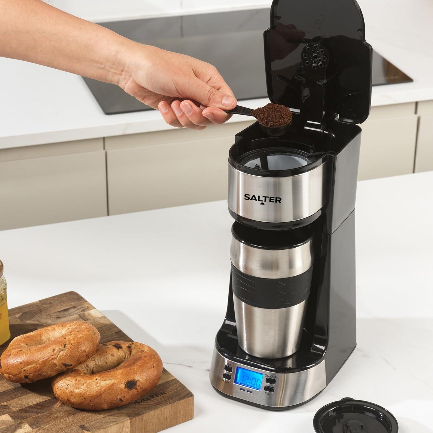 image:imageSalter Cafetire Digitale Machine Caf Filtre Une Tasse Minuteur 24 Heure Programmable Filtre Lavable et Rutilisable Comprend un Mug de Voyage en Acier Inoxydable 420ml Infusion en 34 MinutesPrise UE