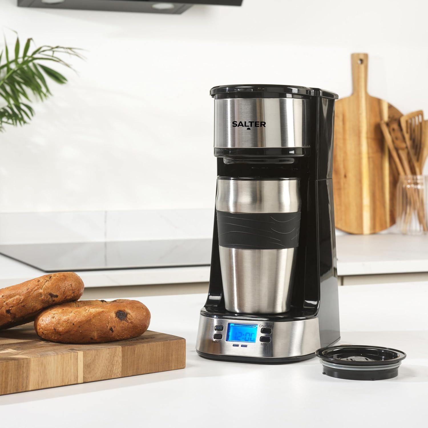 image:imageSalter Cafetire Digitale Machine Caf Filtre Une Tasse Minuteur 24 Heure Programmable Filtre Lavable et Rutilisable Comprend un Mug de Voyage en Acier Inoxydable 420ml Infusion en 34 MinutesPrise UE