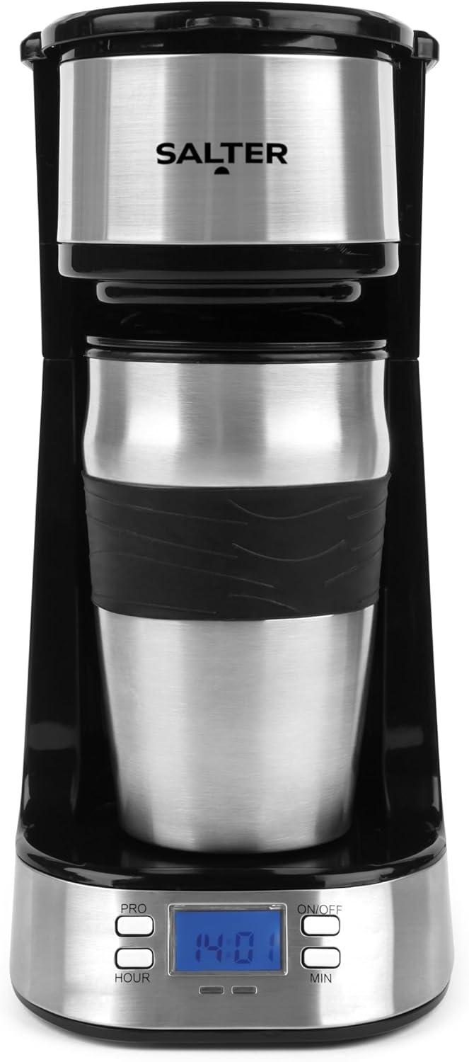 image:imageSalter Cafetire Digitale Machine Caf Filtre Une Tasse Minuteur 24 Heure Programmable Filtre Lavable et Rutilisable Comprend un Mug de Voyage en Acier Inoxydable 420ml Infusion en 34 MinutesPrise UE