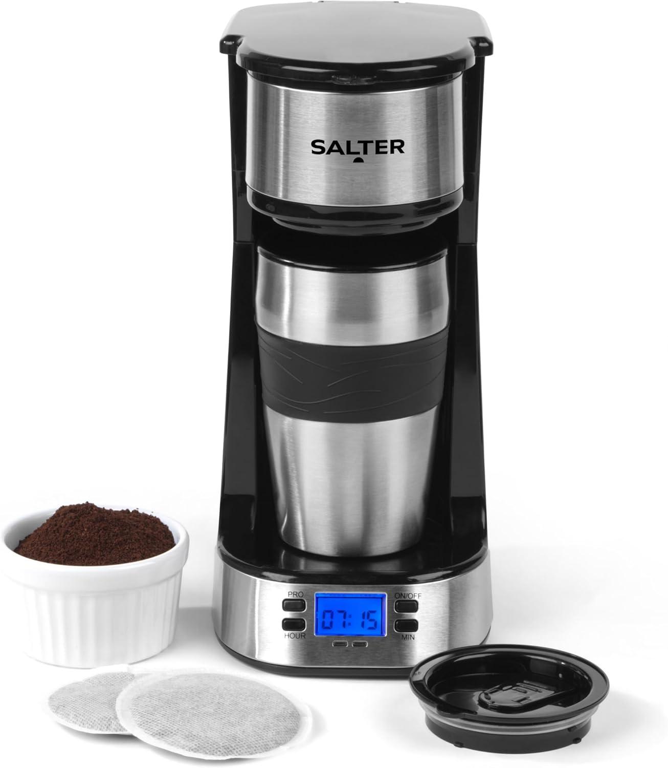 image:imageSalter Cafetire Digitale Machine Caf Filtre Une Tasse Minuteur 24 Heure Programmable Filtre Lavable et Rutilisable Comprend un Mug de Voyage en Acier Inoxydable 420ml Infusion en 34 MinutesPrise UE